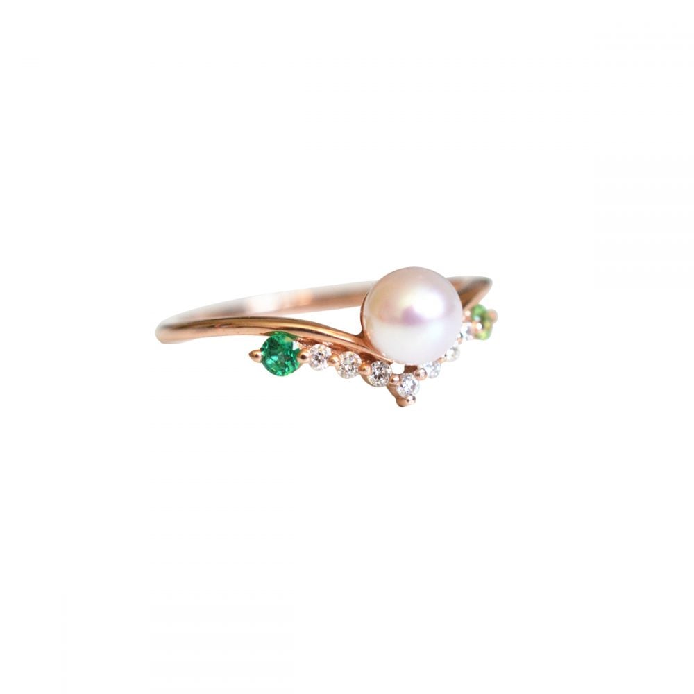 Emerald hot sale pearl ring