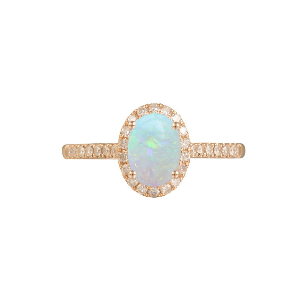 Oval Opal Halo Ring - Ellie – Sunday Island Jewelry