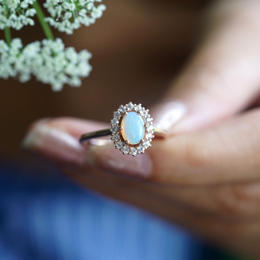 Opal oval online engagement rings