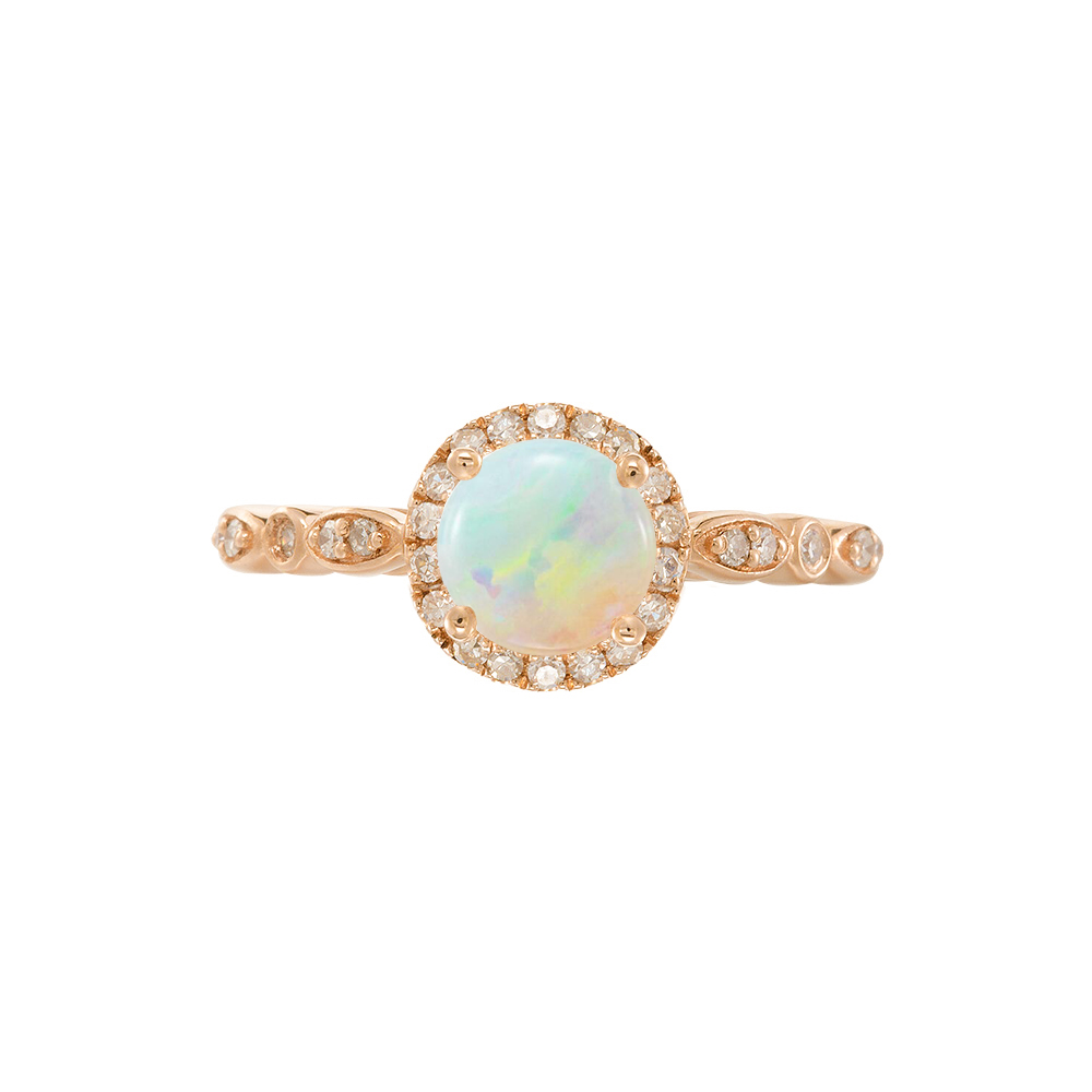 Vintage Australian Opal Halo Ring – Hailey – Sunday Island Jewelry
