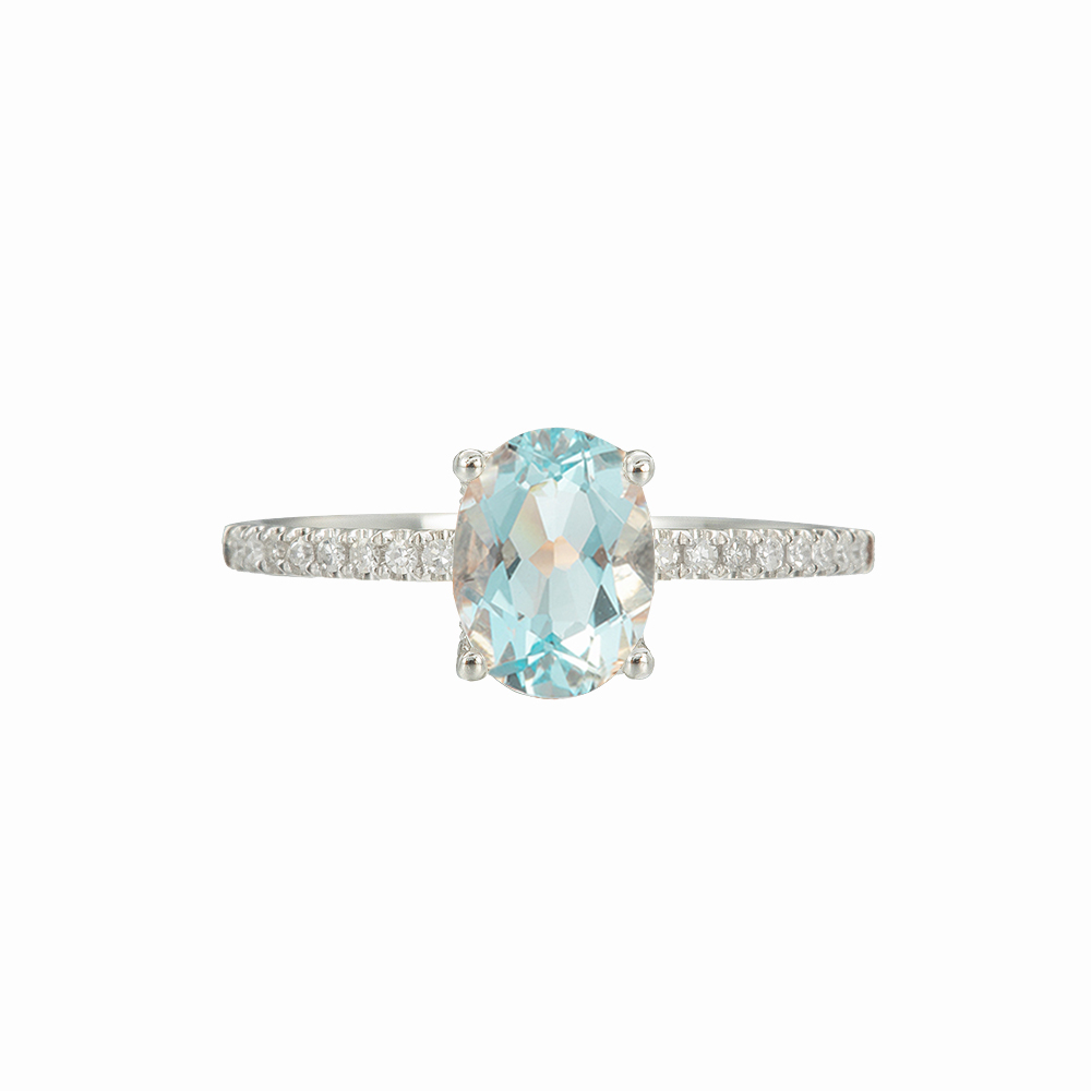 Oval Cut Aquamarine Engagement Ring – Solveig – Sunday Island Jewelry