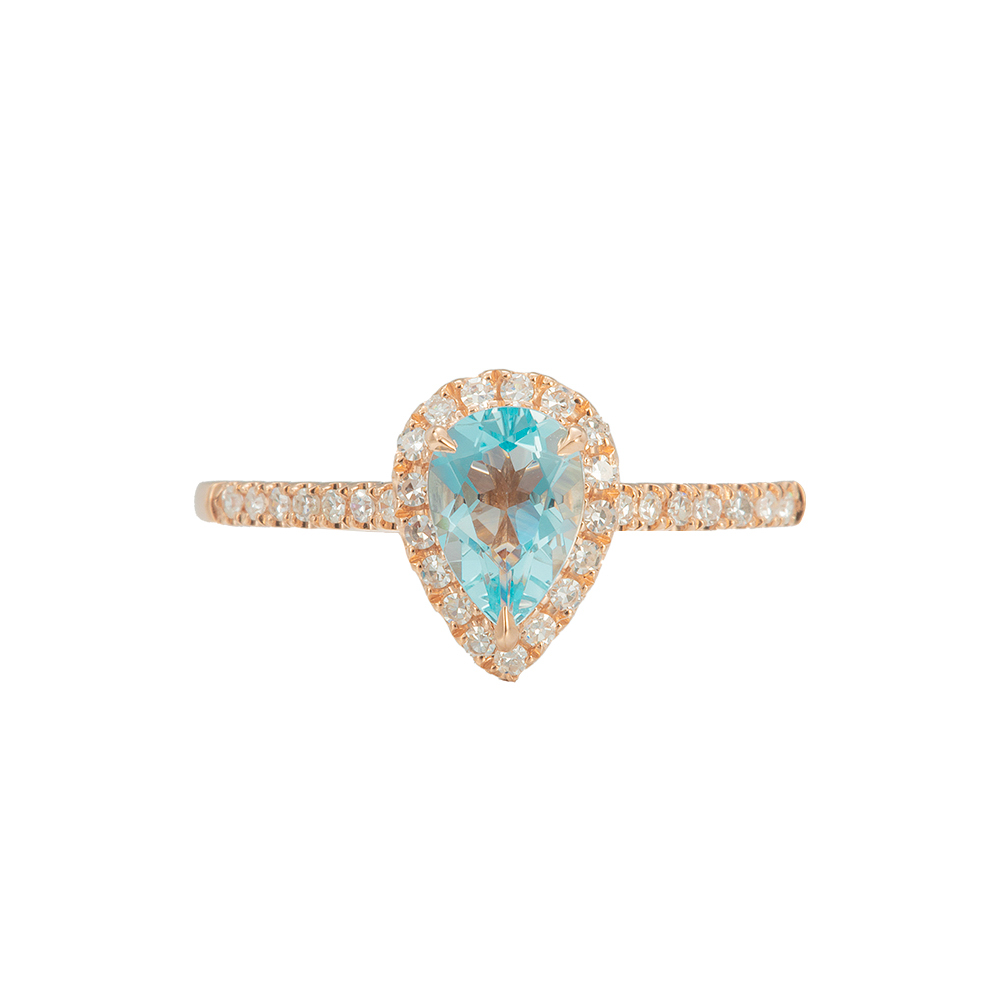 Pearcut Halo Aquamarine Ring – Astrid – Sunday Island Jewelry