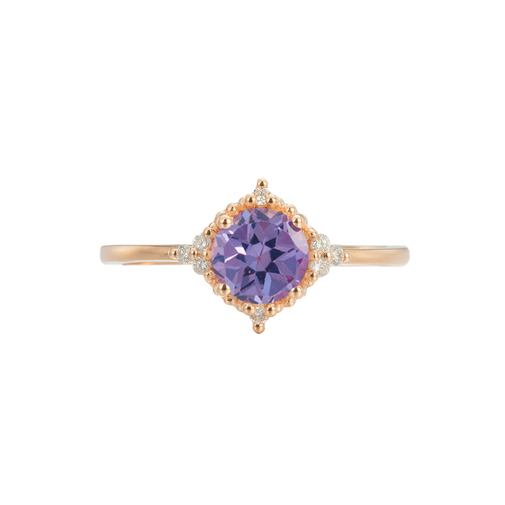 Round Cut Alexandrite Engagement Ring – Alina – Sunday Island Jewelry