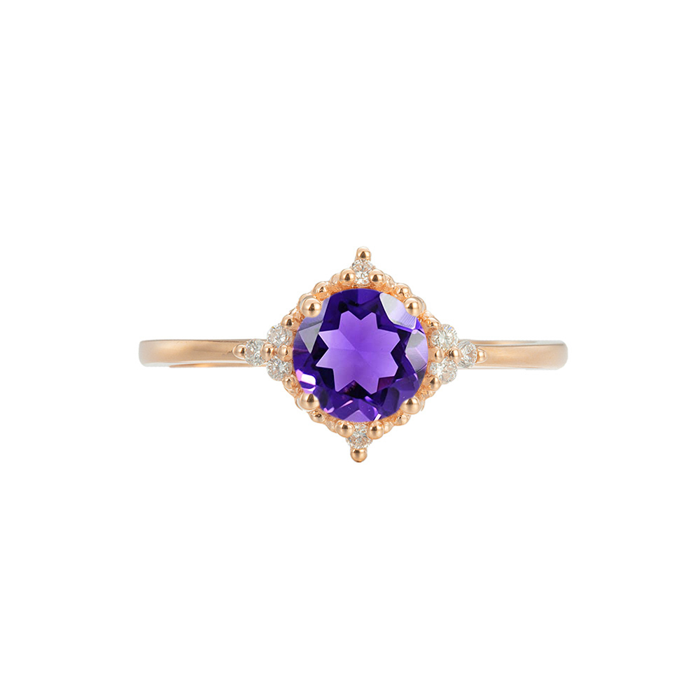 Round Cut Amethyst Engagement Ring – Aubree – Sunday Island Jewelry