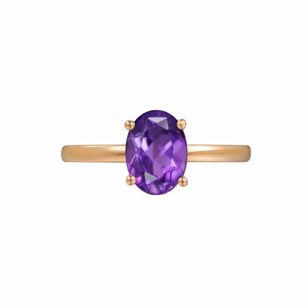 Solitaire Oval Amethyst Ring - Rebecca