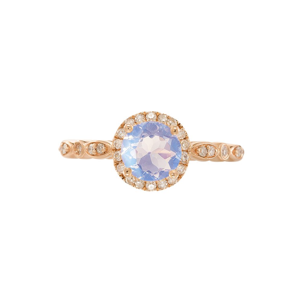 Vintage Moonstone Halo Ring – Vivian – Sunday Island Jewelry