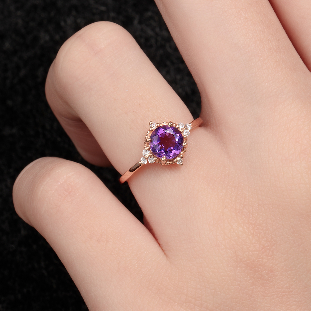 Bemiddelen Verstoring escort Round Cut Amethyst Engagement Ring – Aubree – Sunday Island Jewelry