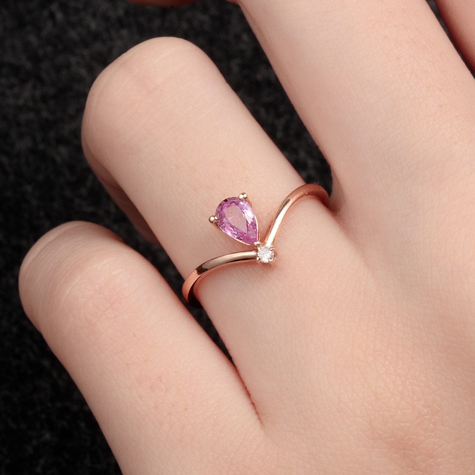 Pink on sale teardrop ring