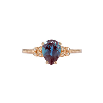 Nature inspired pear cut alexandrite ring Rowan