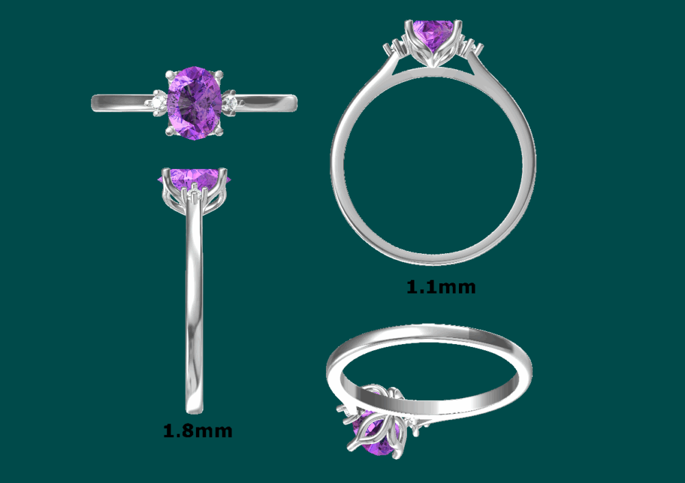 Custom Order, lab grown purple sapphire ring