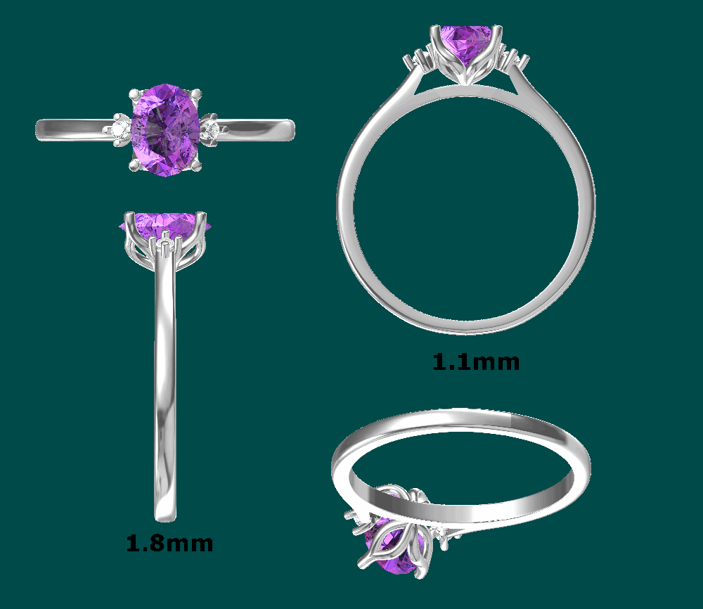 Custom Order, lab grown purple sapphire ring