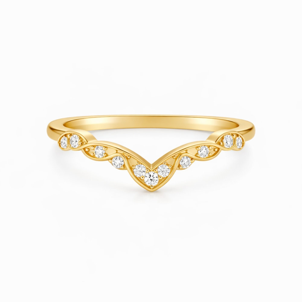 Curved Diamond Contour Band - Lenora