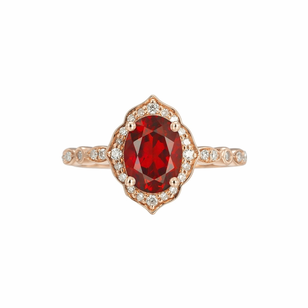 Oval Garnet Engagement Ring - Amy