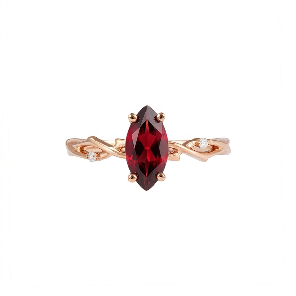 Twig Engagement Ring In Marquise Cut Garnet - Poppy