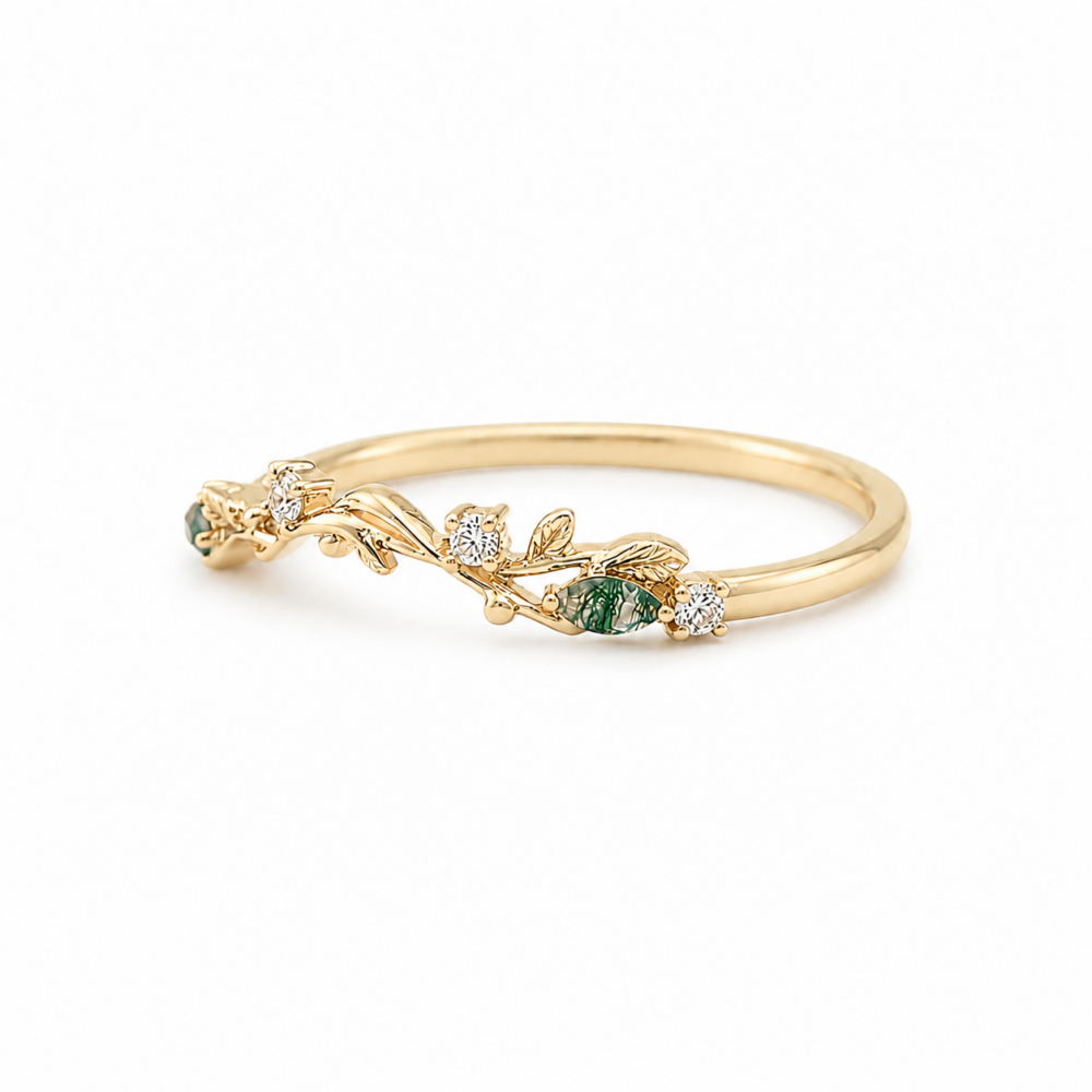 Leaf and Vine Curved Wedding Band - Chloe - Image 6
