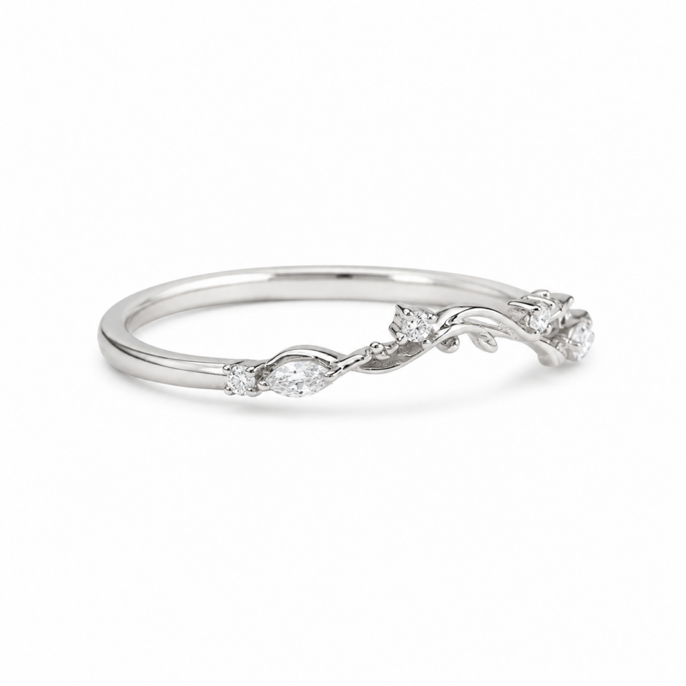 Leaf and Vine Curved Wedding Band - Chloe - Image 9
