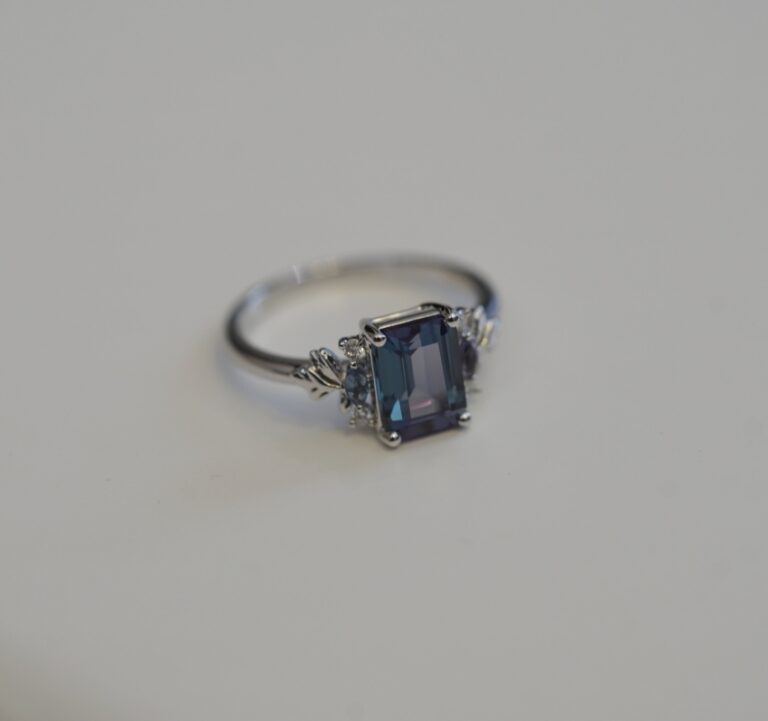 Client photo of Secret Garden Ring in Emerald Cut Alexandrite - Jasmine